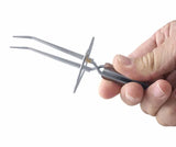 6.5" Curved Fiber Grip Cross Action Tweezer With Stand
