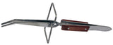 6.5" Curved Fiber Grip Cross Action Tweezer With Stand