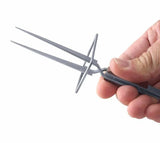 6.5" Straight Fiber Grip Cross Action Tweezer With Stand