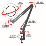 4" Dia 4X/1800 Lumen Illuminated Swing Arm Magnifying Lamp with Clamp
